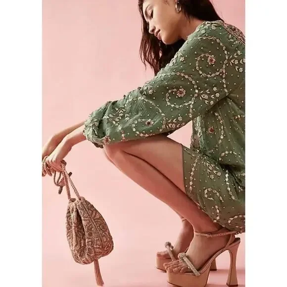 knee length dresses for ladies Daisie Chiffon Mini Dress / Multi Fluid Reverie Print | Meshki main image 0